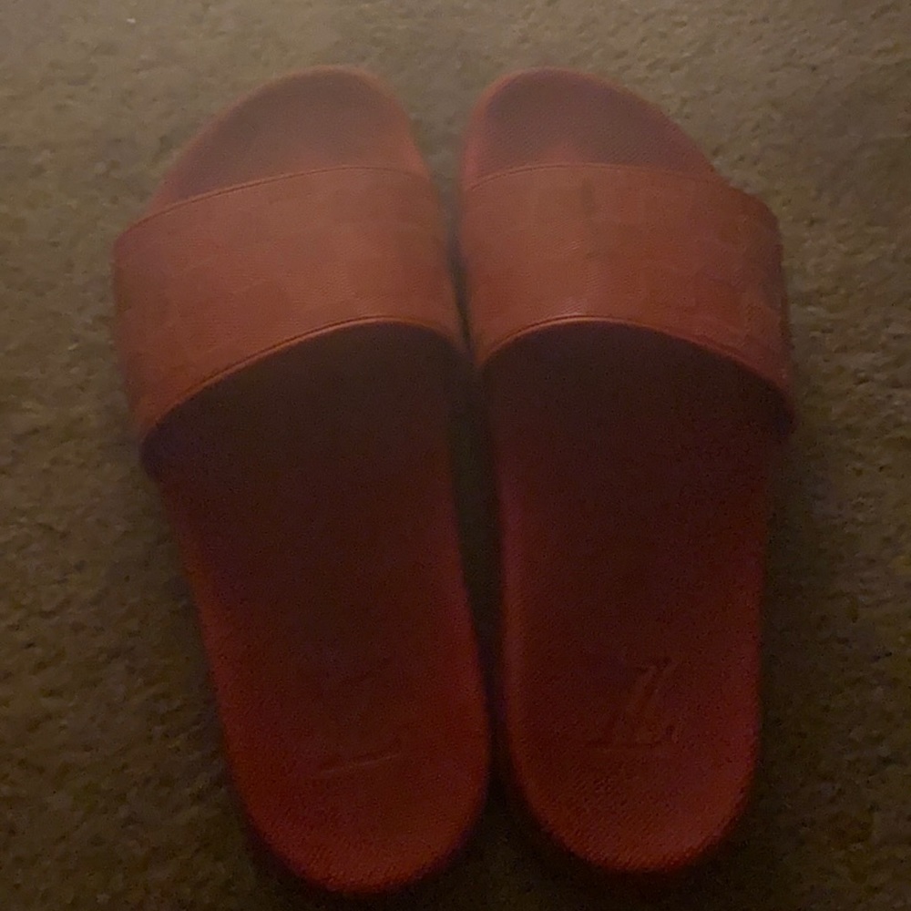 Louis Vuitton red slip ons